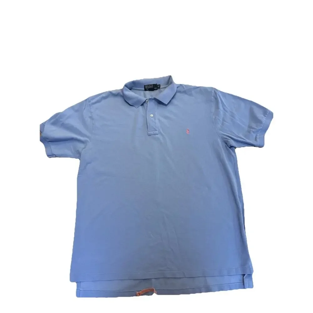 Ralph Lauren Polo Shirt Men's Big & Tall (XLT)Light Blue Preppy Pink Pony Classy